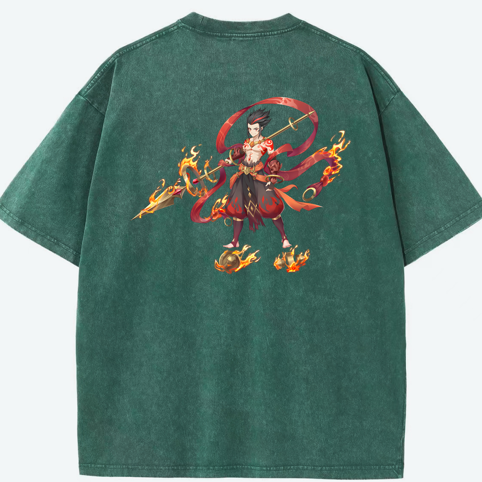 （画像用） Ne Zha 2 ナタ 魔童の大暴れ 綿100% ヴィンテージ風 半袖Tシャツ（背面プリント）